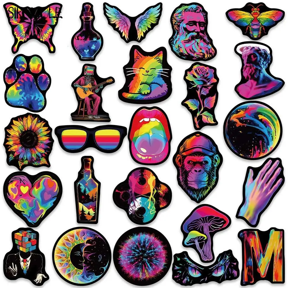 10/30/50PCS Cartoon Neon Colorful Art Graffiti Stickers Black Aesthetic DIY Travel Luggage Guitar Fridge Laptop Sticker Decals