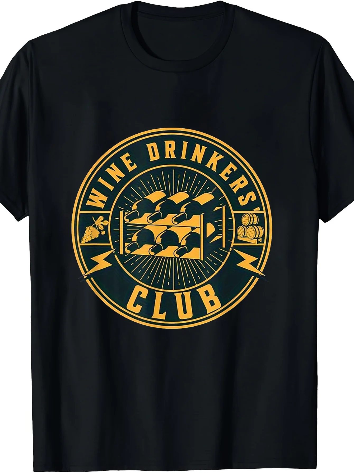1pc, 1pc, Wine Lovers Club - Wine Rack, Grapes, Wine Barrel T-Shirt, Casual for All Seasons, Breathable and Comfortable, Suitabl