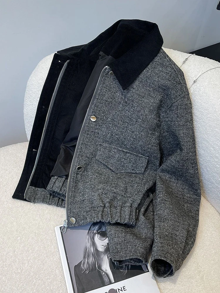 Vintage Harajuku Jacket Women Loose American Casual Simple Short Coat Retro Long Sleeve High Quality Female Zipper Outwear Tops