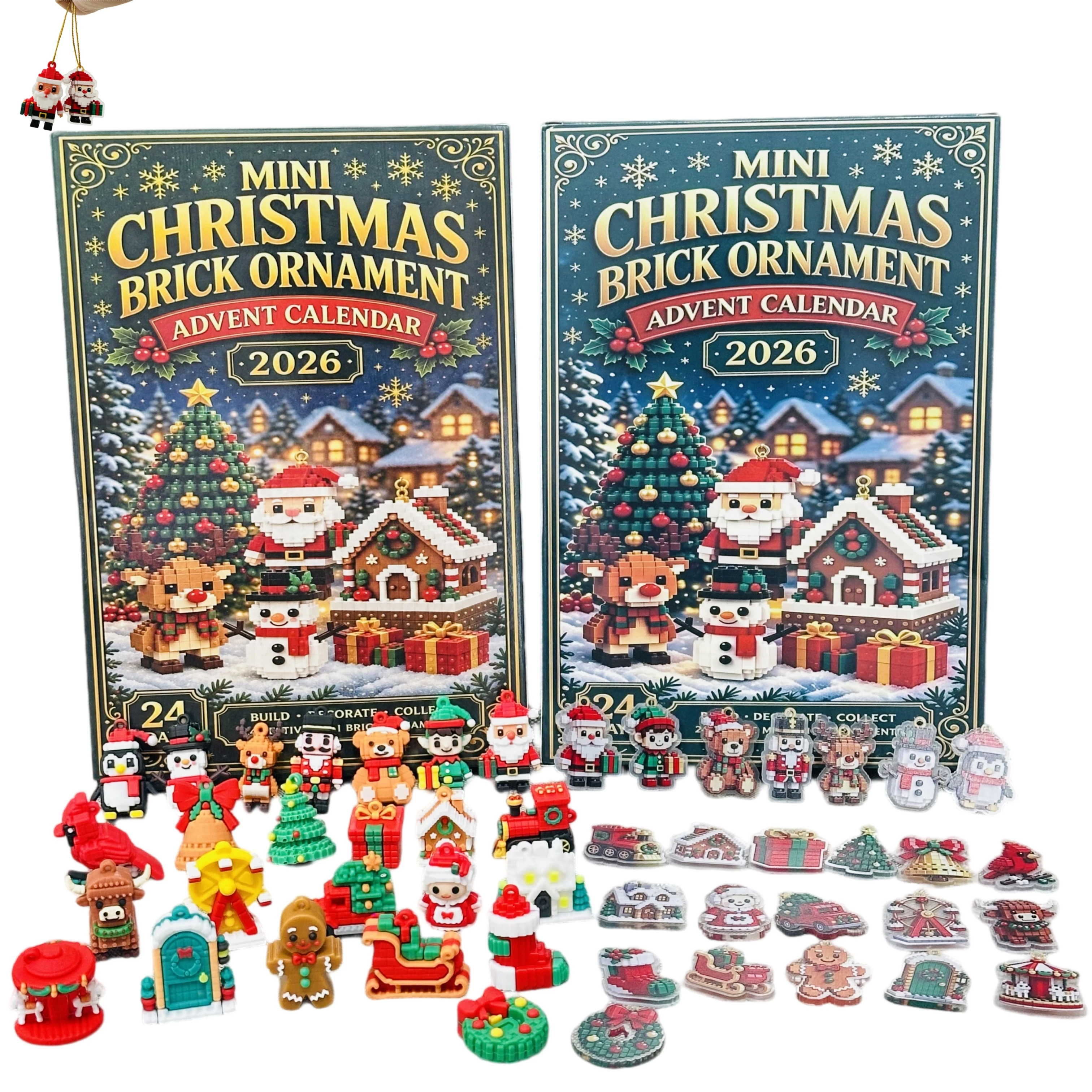 Christmas Advent Calendar 2026 24 Days 24 Pendant Charms Blind Box Toy Surprise Santa Snowman Tree Decor New Year Gift for Home