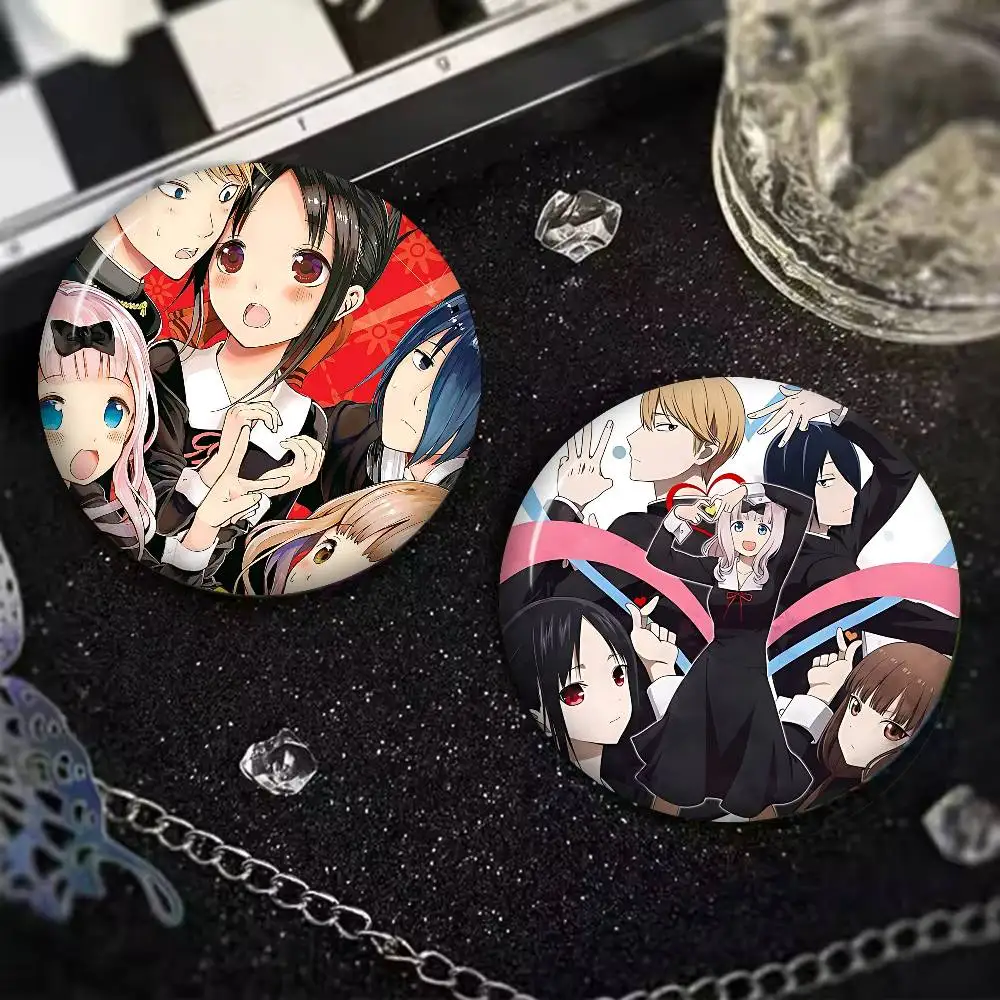 Anime K-Kaguya-Sama Love Is War Round Button Pins Slogan Creative Brooches Backpack Clothes Decoration Fashion Jewelry Gifts