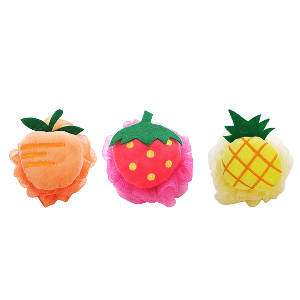 

3pcs Bath Ball Fruit Shaped Mesh Shower Sponge For Body Cleansing Kids Women Men Cartoon Pouf Exfoliating Tool