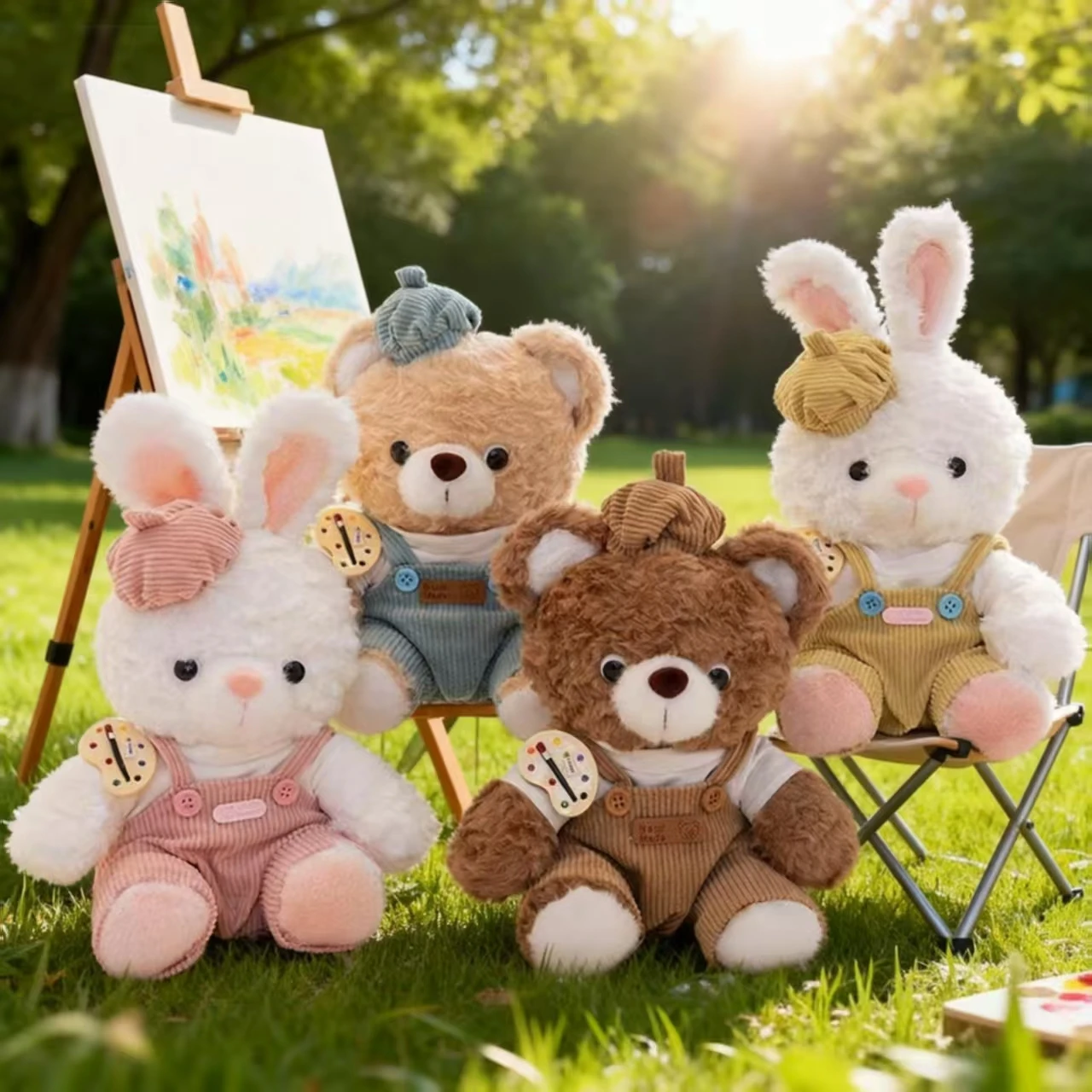 

Cute Little Teddy Bear Painter Plush Doll Bunny Overalls Bear Stuffed Toy Bear Plushie Birthday Gift