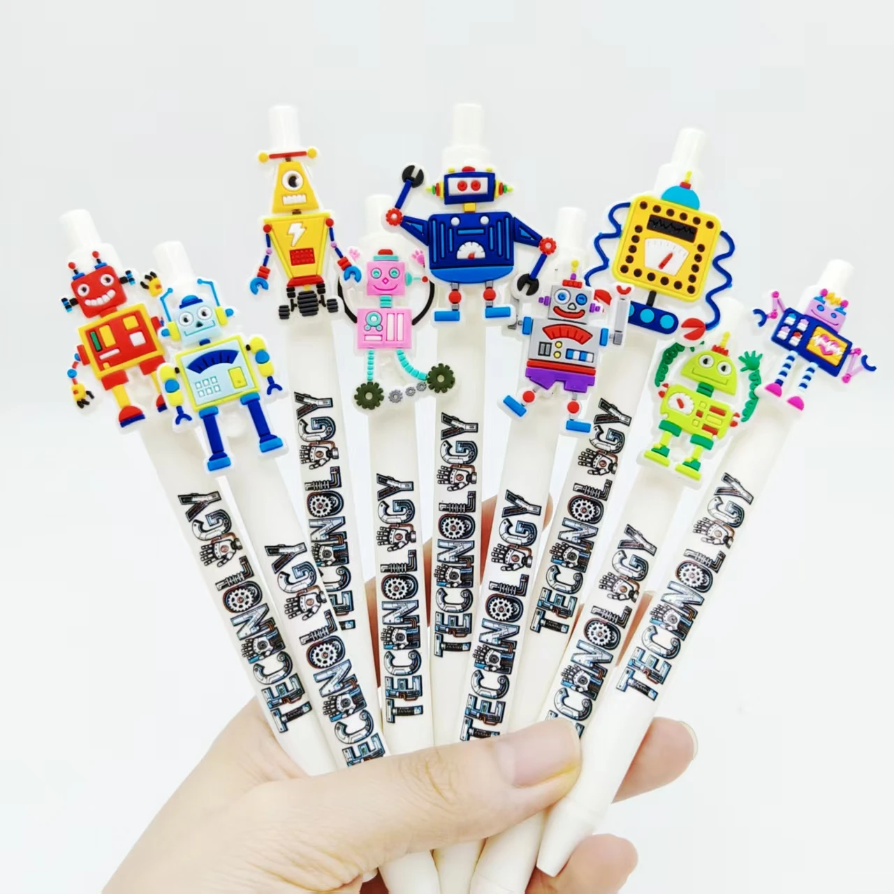 

8pcs/15pcs robot modeling patch ballpoint pen white series printing press gel pen