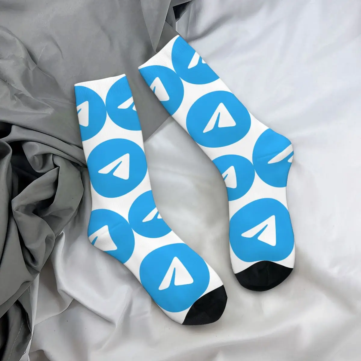 Telegram Logo Men Women Socks Outdoor Novelty Spring Summer Autumn Winter Stockings Gift