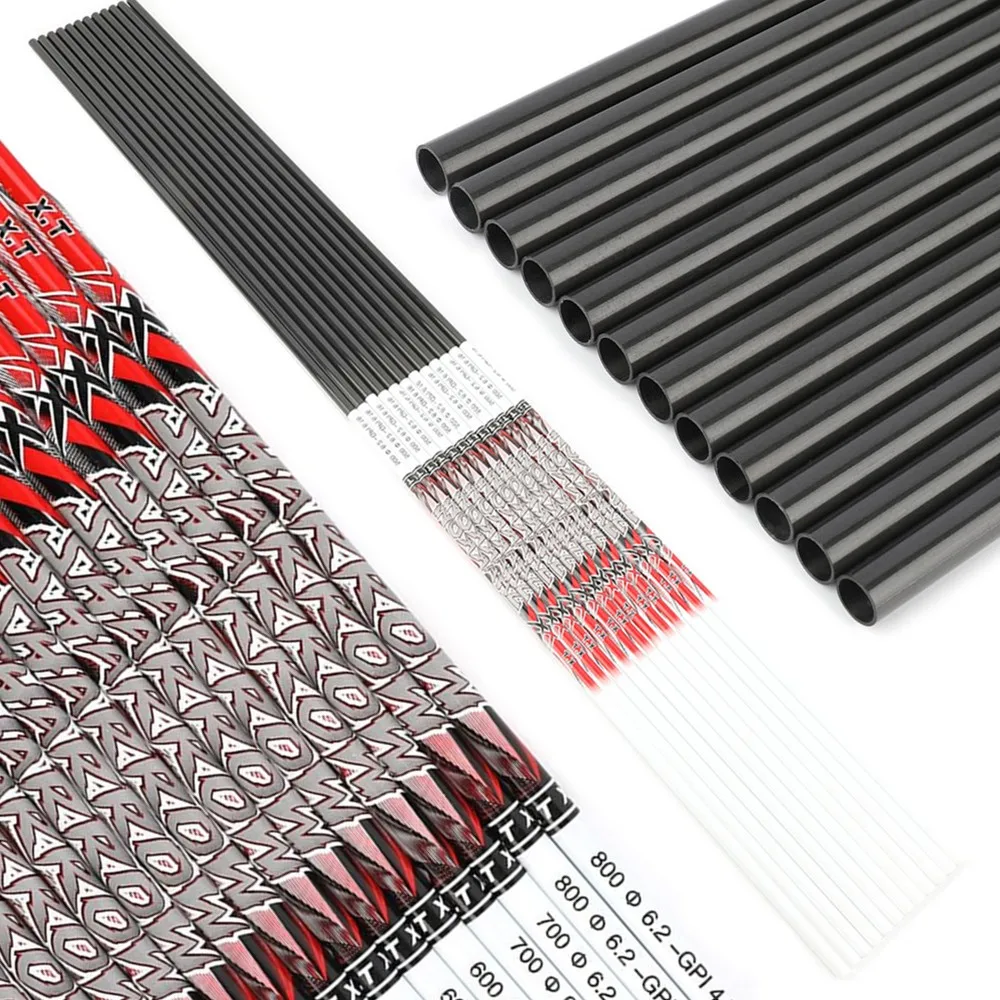 

6/12pcs 32” Pure Carbon Arrow Shaft ID6.2mm Archery SP300 350 400 500 600 700 800 Bow Hunting Shooting Target Arrow DIY Rod