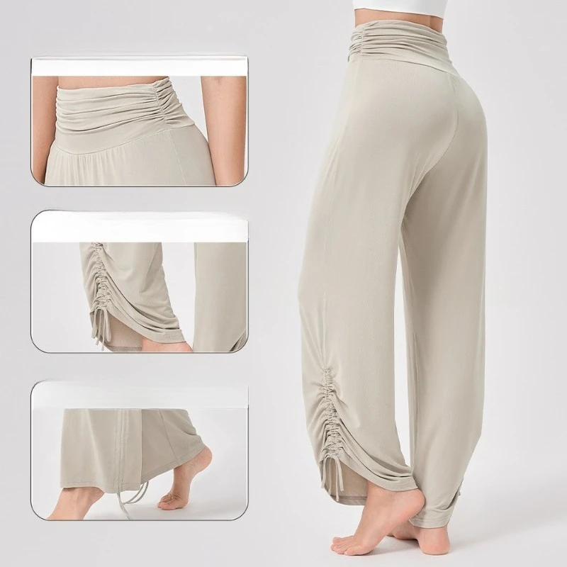 

Женские брюки для йоги с высокой талией и широкими штанинами: мягкие, дышащие, струящиеся, для тренировок, отдыха, танцев и фитнеса, комфортные, с идеальной посадкой