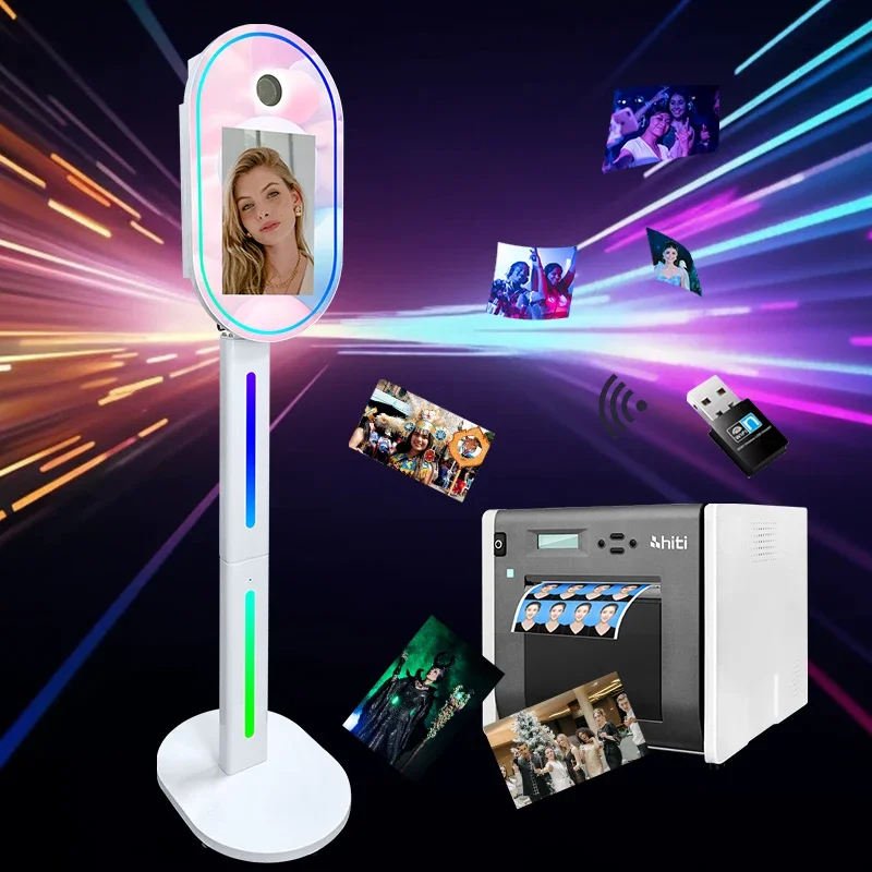 

15.6inch DSLR Camera Photo Booth Bracket Selfie touch screen,Mirror Photo Booth APP control lighting music synchronization RGB