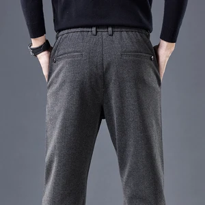 Yüksek kalite sonbahar kış şerit takım elbise erkek pantolon elastik bel ış gri streç kalın Kore firmanın resmi pantolon, erkek En çok satılan 12, calca social-gri-no. 10