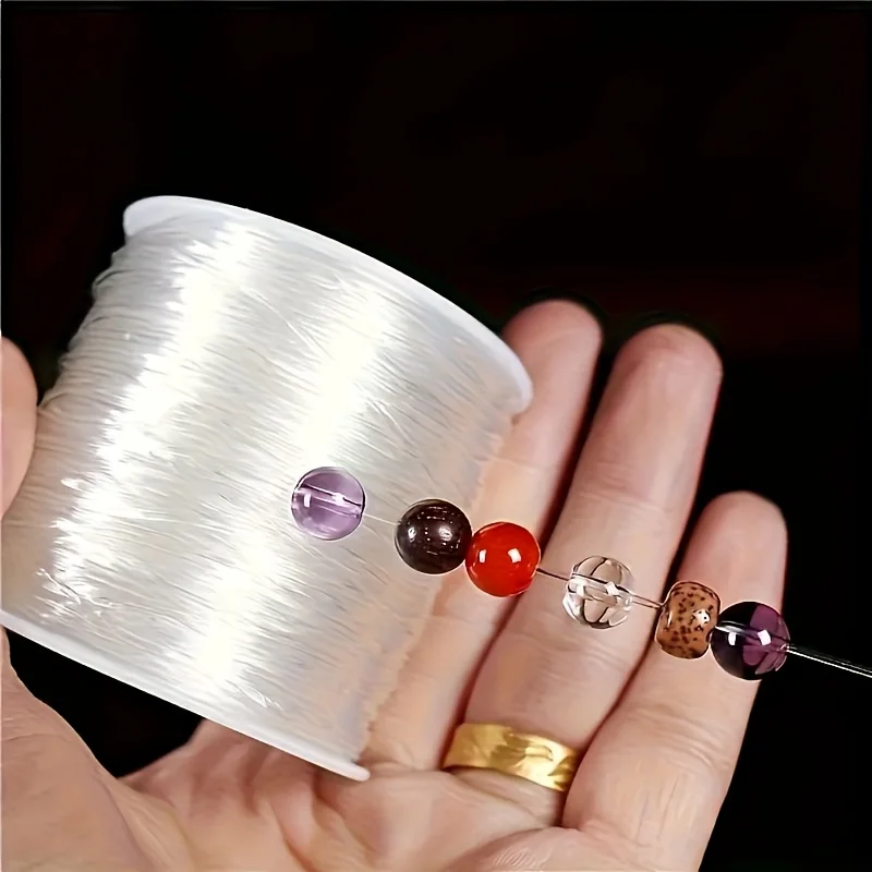 90m/Roll White Strong Elastic Crystal Beading Cord 0.5-1.0mm for Bracelets Stretch Thread String DIY Jewelry Making Cords Line