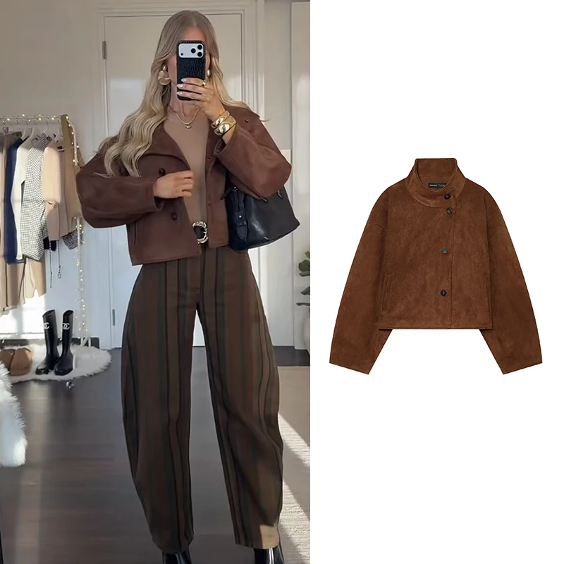 Women's Autumn Jackets 2026 New Chic Loose Elegant Women's Short Jackets Fall Chic Street Youth Travel Warm Long-Sleeved Coats