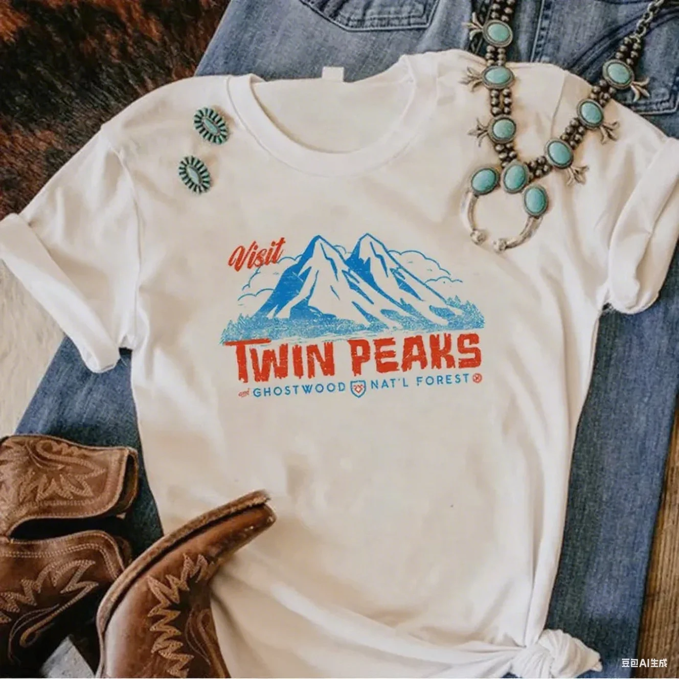 

Twin Peaks Visit Graphic Cotton Tee Retro Ghostwood Natl Forest Print Halloween Tee All Saints' Day Print New Arrival Tee S-4XL