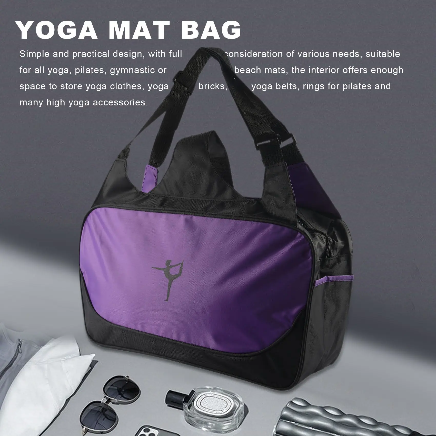 

Сумка для йоги, дорожный рюкзак для коврика для йоги большой емкости, сумка для спортзала, фиолетовый