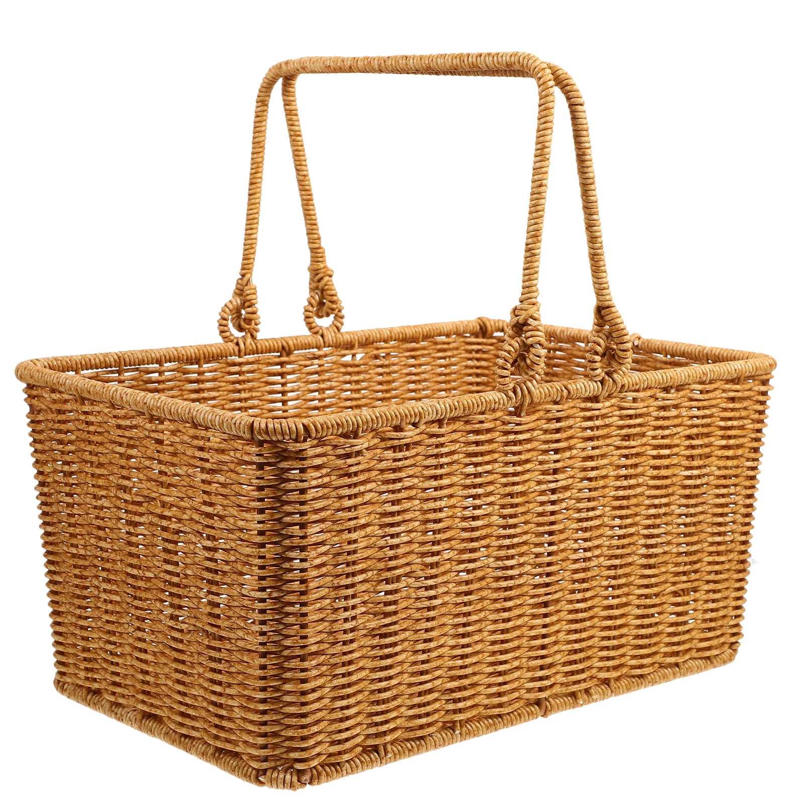 

Portable Shopping Basket Woven Rattan Style Egg Fruit Carry Durable Versatile Picnic Camping Storage Household Decor Lightweight