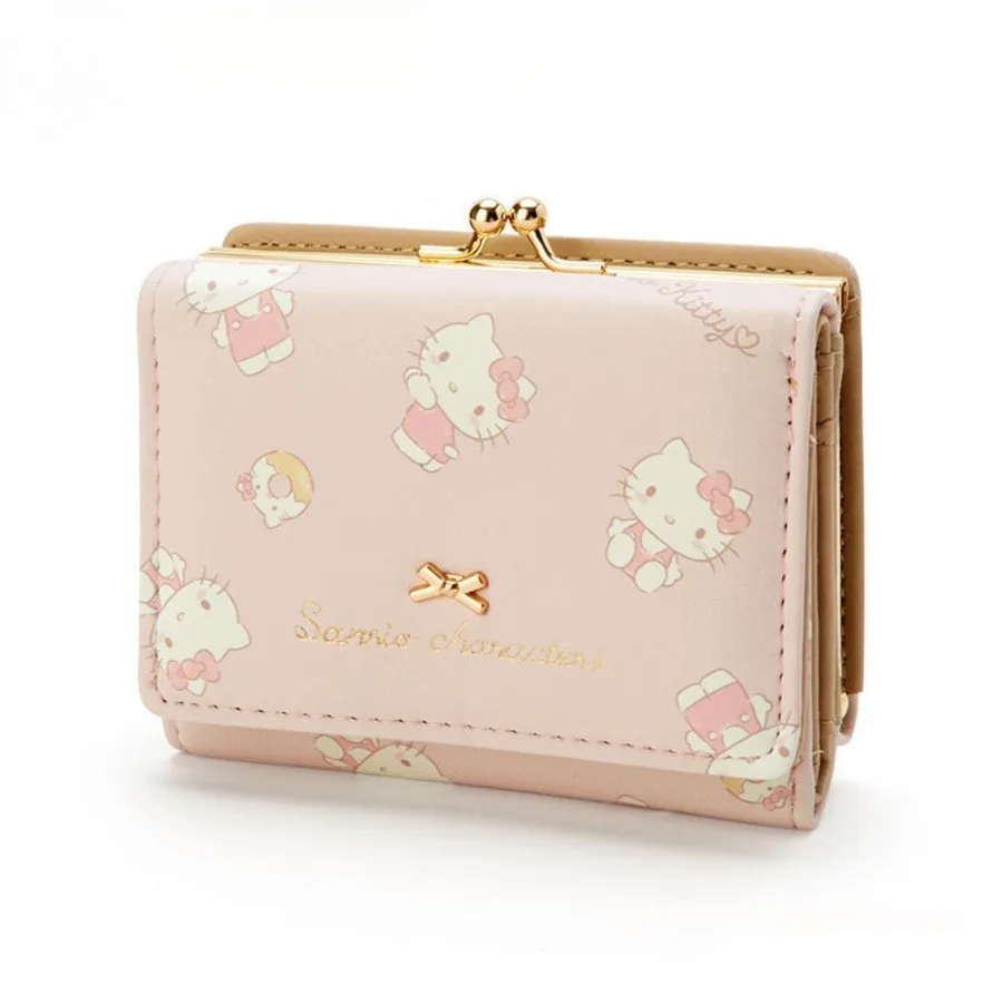 Sanurgente-Mini portefeuille Hello Kitty pour femme, sac à cartes de dessin animé multifonctionnel, marque de luxe zéro, grande capacité, nouveau