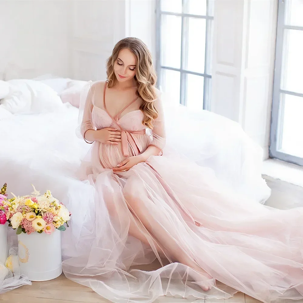 マタニティ写真撮影小道具妊娠ドレス写真撮影マタニティドレス写真撮影用妊婦ドレスチュールマキシガウン