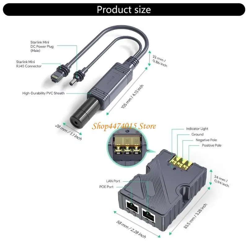K1AA POE หัวฉีด Splitter Power Power Power Power Over Ethernet Injector สำหรับการส่งพลังงานจากดาวเทียมสำหรับ Dishy Mini