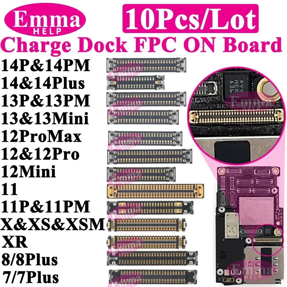 Oryginalne złącze FPC stacji dokującej do iPhone'a 13 11 Pro Max 14 Plus 12 Mini XS Max na płycie logicznej Elastyczny kabel USB do ładowania