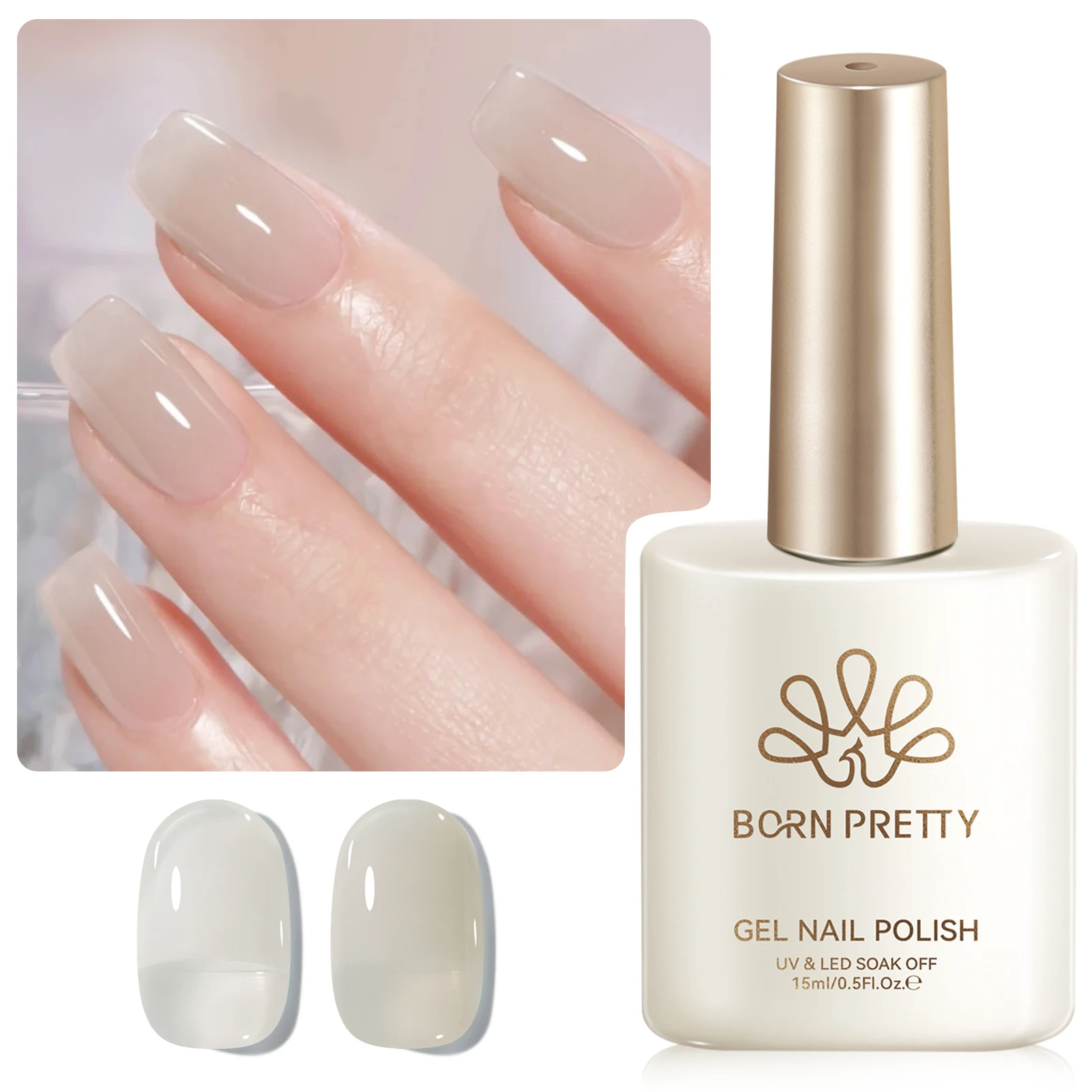 BORN PRETTY 15ml Jelly White Naakt Gel Polish Nagelbenodigdheden Vernis Semi Permanente Nail Art Manicure Losweken LED UV Gel vernis