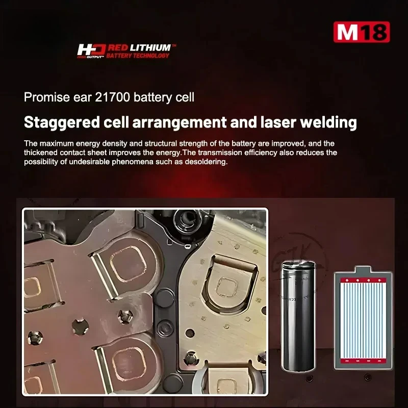 تناسب بطارية ميلووكي الأصلية 18 فولت 8AH M18HB8، 21700 بطارية عالية الوظائف، 5AH 6AH 12AH، شاحن M12-18FC، 48-11-1850 48-11-1840 #3