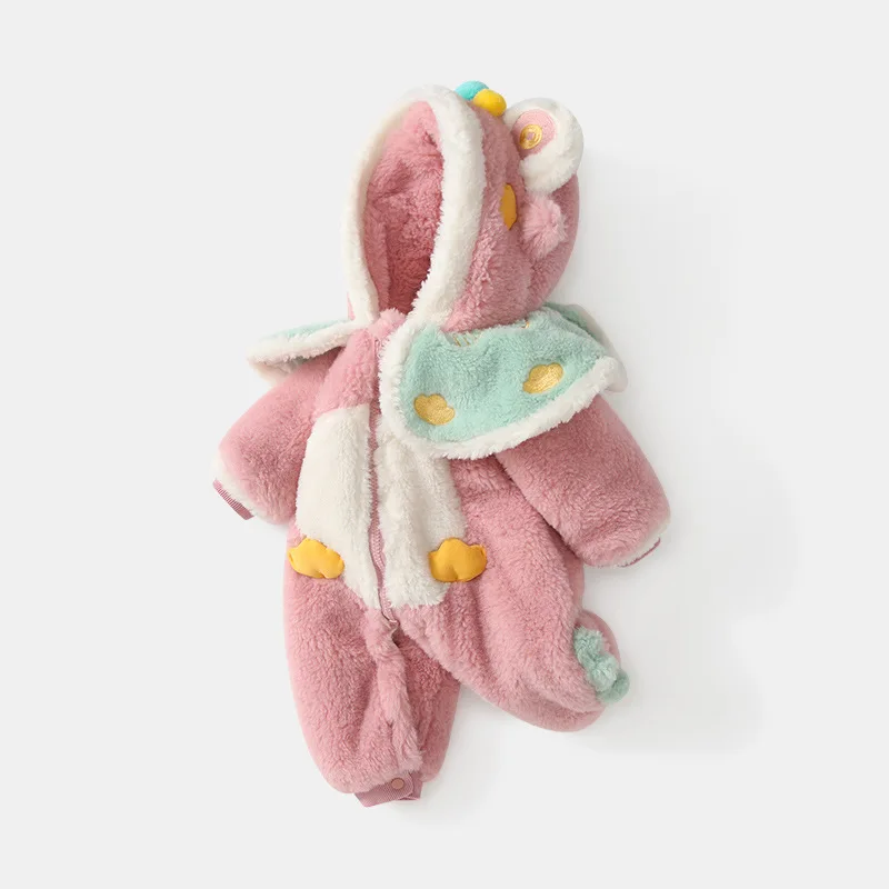 

Детские комбинезоны, зимняя теплая одежда для новорожденных девочек, пальто с розовым драконом и рисунком животных, комбинезон для младенцев для детей 0-1 лет, наряды