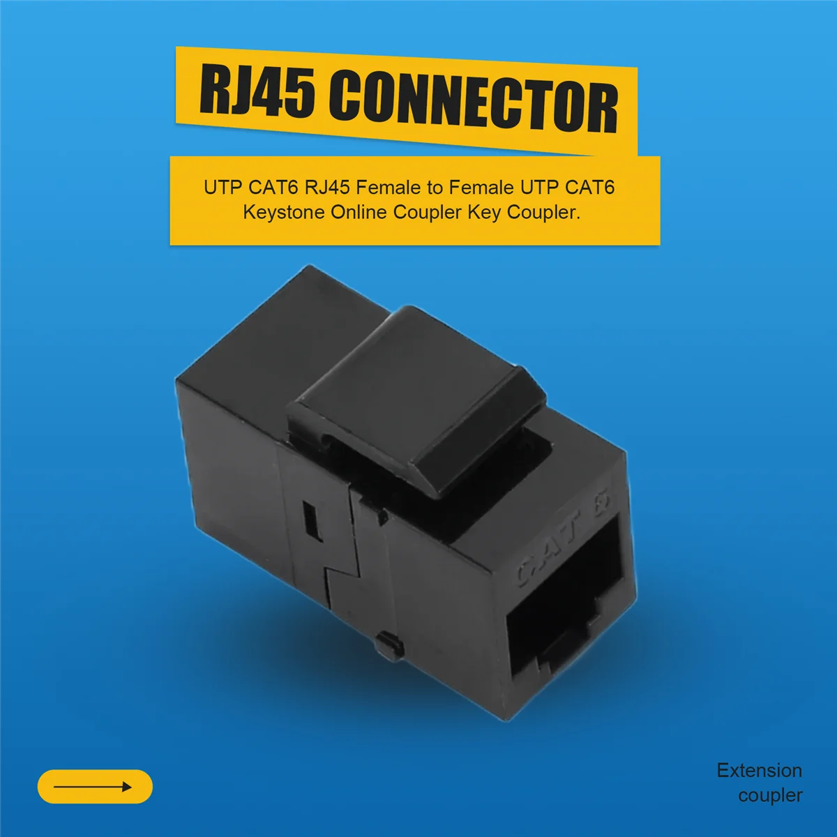 AT4110Pcs RJ45 Connector Keystone Jack Cat6 Extension Coupler Ethernet Network LAN Cat 6 Coupler Jacks Extend Adapter,Black
