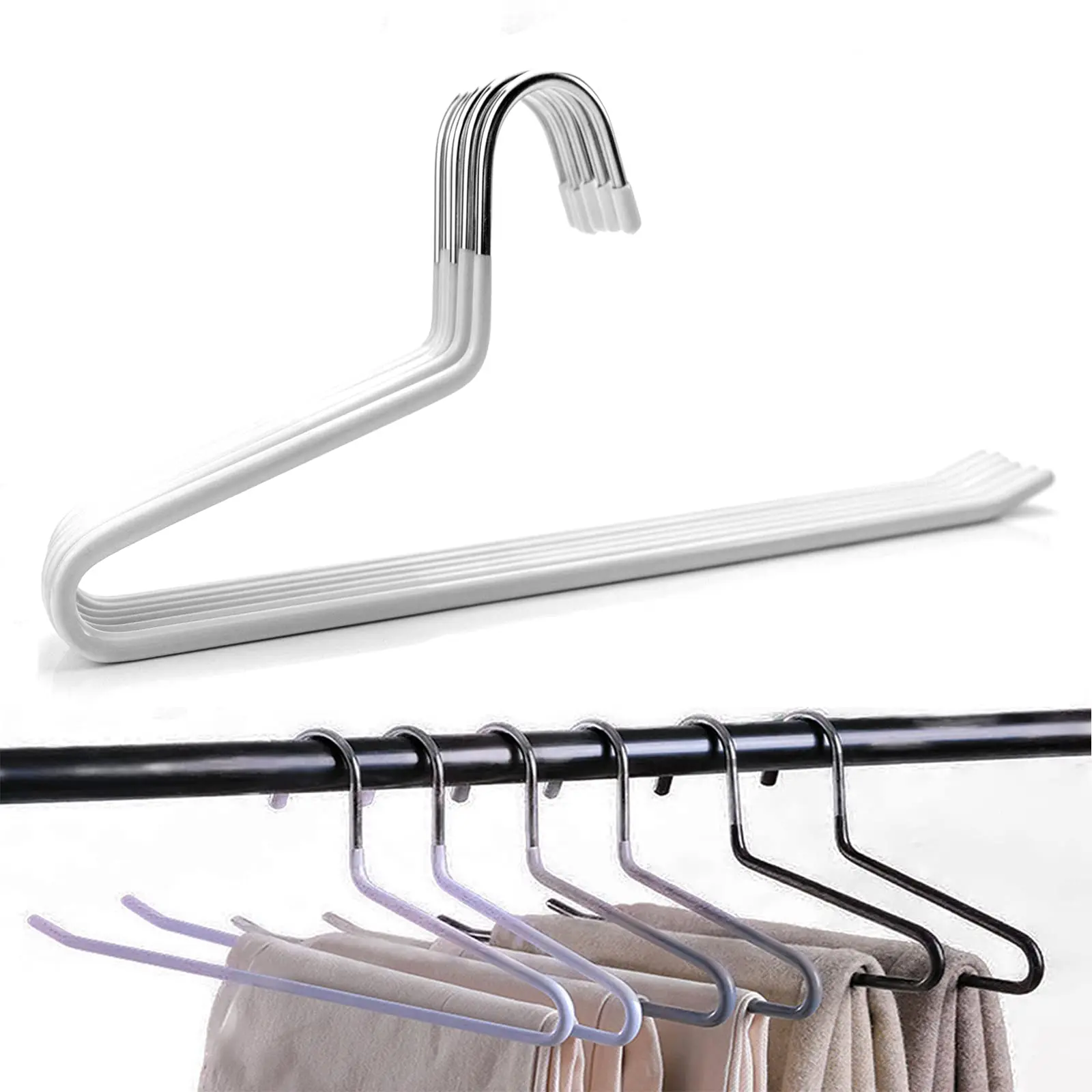 5pcs Open Ended Metal Jeans Hangers Space Saving Hanger for Pants Closet Storage Organizer for Clothes Leggings Trousers Slacks