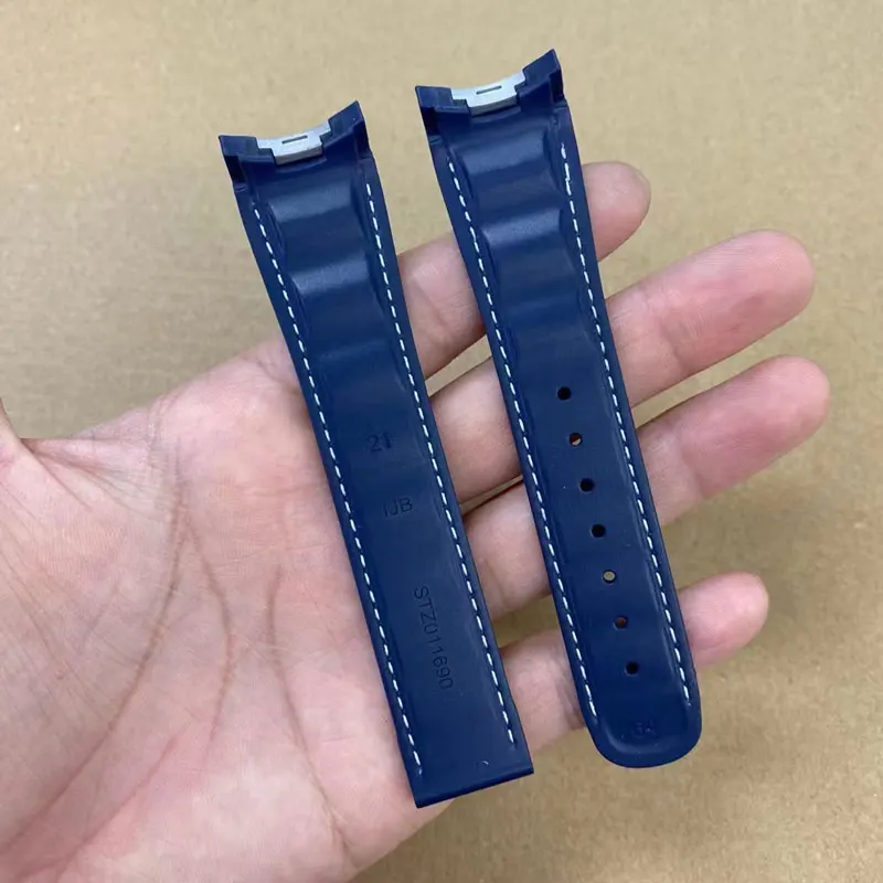 FUYIJIA Top Custom O-MEGA AQUA TERRA 150 Original Watchbands Fluororubber Built-in Steel Calibrator Strap 20MM 21MM VITON Belt