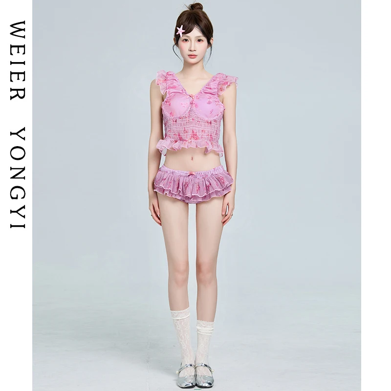 

Сексуальный раздельный купальник-бикини для женщин, новинка 2026 года, класса люкс, для фотосессий на курортах и в горячих источниках, для ярких образов.