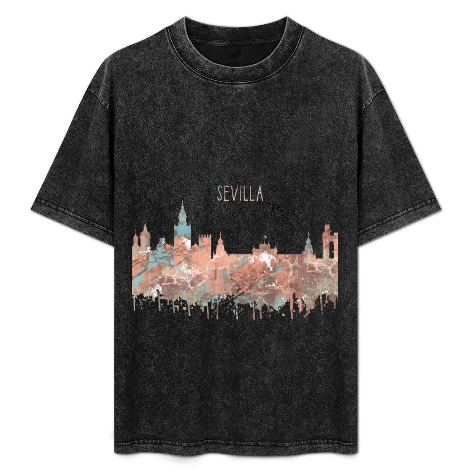 Sevilla, Sevilla horizonte, Sevilla art camiseta sudadera verano tops espacios en blanco verano 2025 camiseta hombres