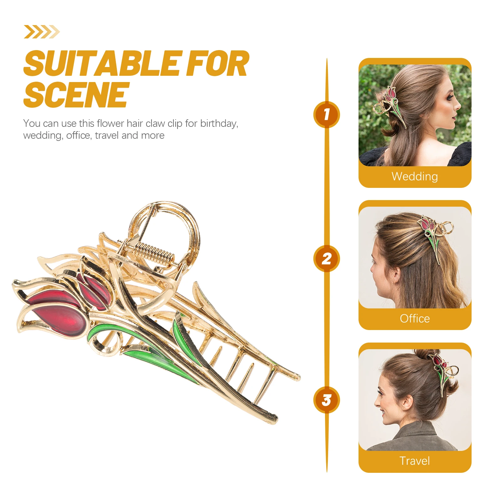 

Tulip Flower Claw Clips Pins Net Clamps for Women Small Fresh Claw Hair Accessories Thick Thin Hair Short Hairstyles Wedding