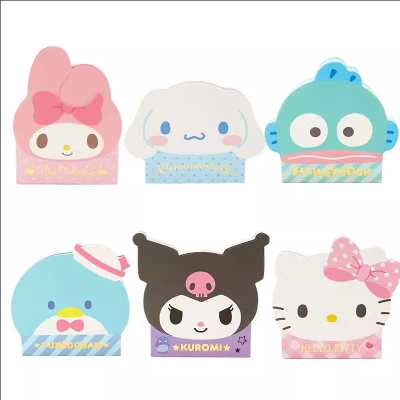 6pcs/lot Sanrio Melody Kuromi Cinnamoroll Memo Pad Sticky Notes Stationery Label Notepad Planner Sticker Post School Supply