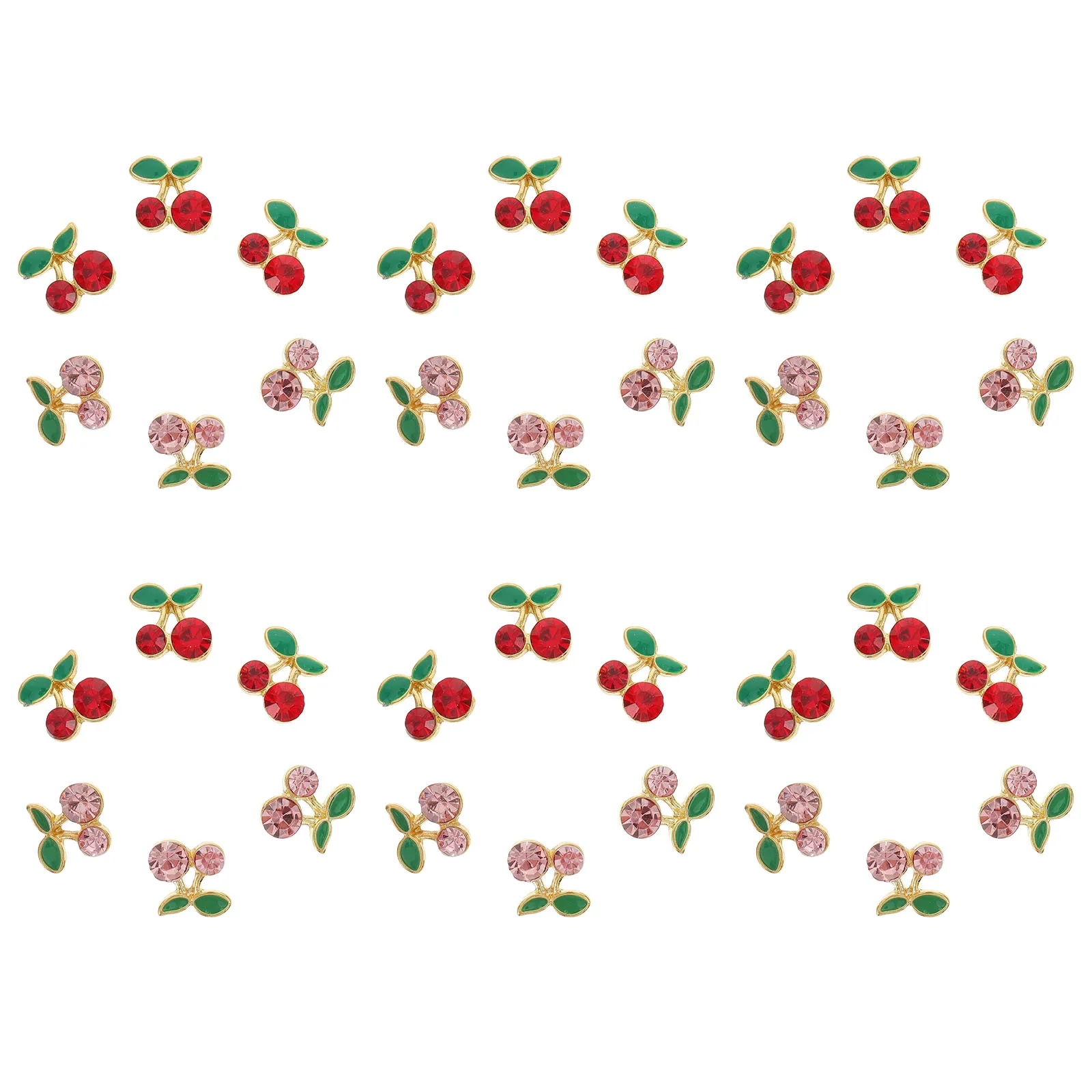

36 pcs Nail Art Decor Resin Charms Cherry Decals Jewelry Kawaii Rhinestone Fruit Nail Accessories for Parties Proms Wedding