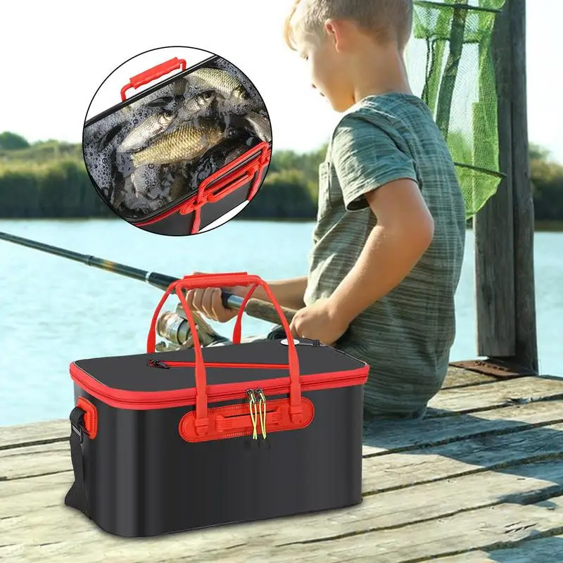 Fish Bucket For Caught Fish Foldable Fish Bucket Outdoor Camping EVA Fishing Bag Multifunctional Fish Protection Bucket For