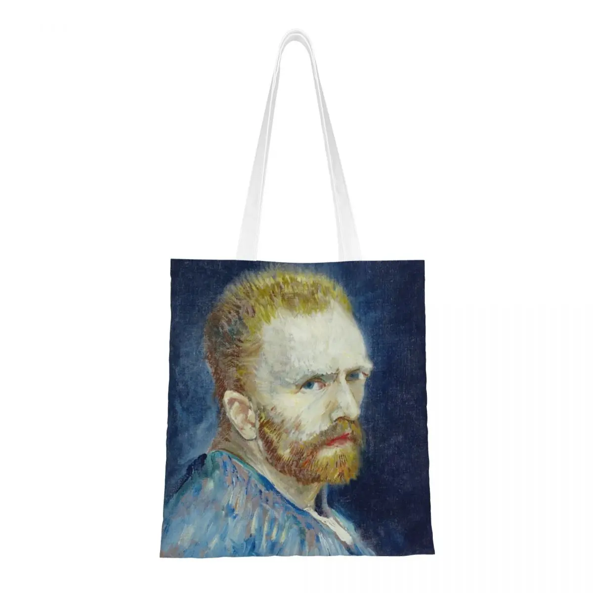 Lona saco com van gogh retrato, grande capacidade shopping bag para unisex estudante