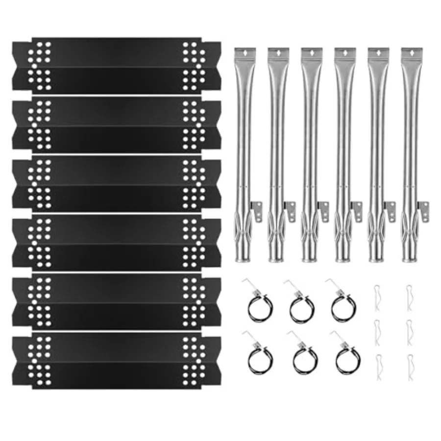 

Set of 6 Grill Heat Plates and 6 Burner Tubes with Igniter Electrode Replacement Parts for Nexgrill 6 Burner 720-0898 720-0898A