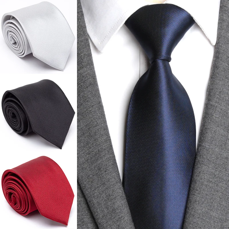 Corbatas clásicas a cuadros para hombre, Corbata a rayas de Color sólido para negocios, boda, accesorios de camisa