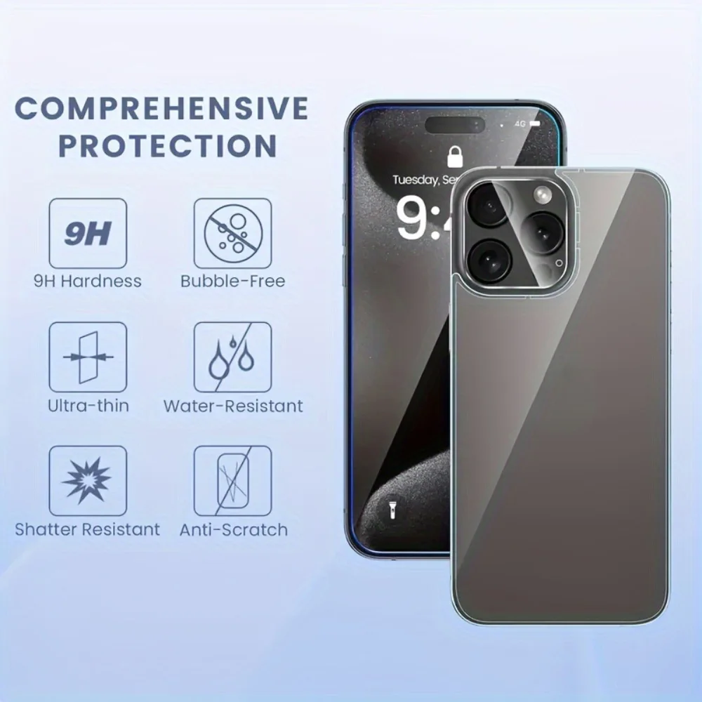 NNBILI 4in1 الجبهة الخلفية الزجاج المقسى آيفون 16 15 14 13 برو ماكس الهواتف الأمامية والخلفية واقي للشاشة فيلم الزجاج حامي #2