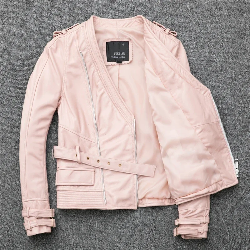 Chaqueta de piel auténtica para mujer, chaqueta de motociclismo ajustada, corta, de piel de oveja, YY971, primavera y otoño, 2020