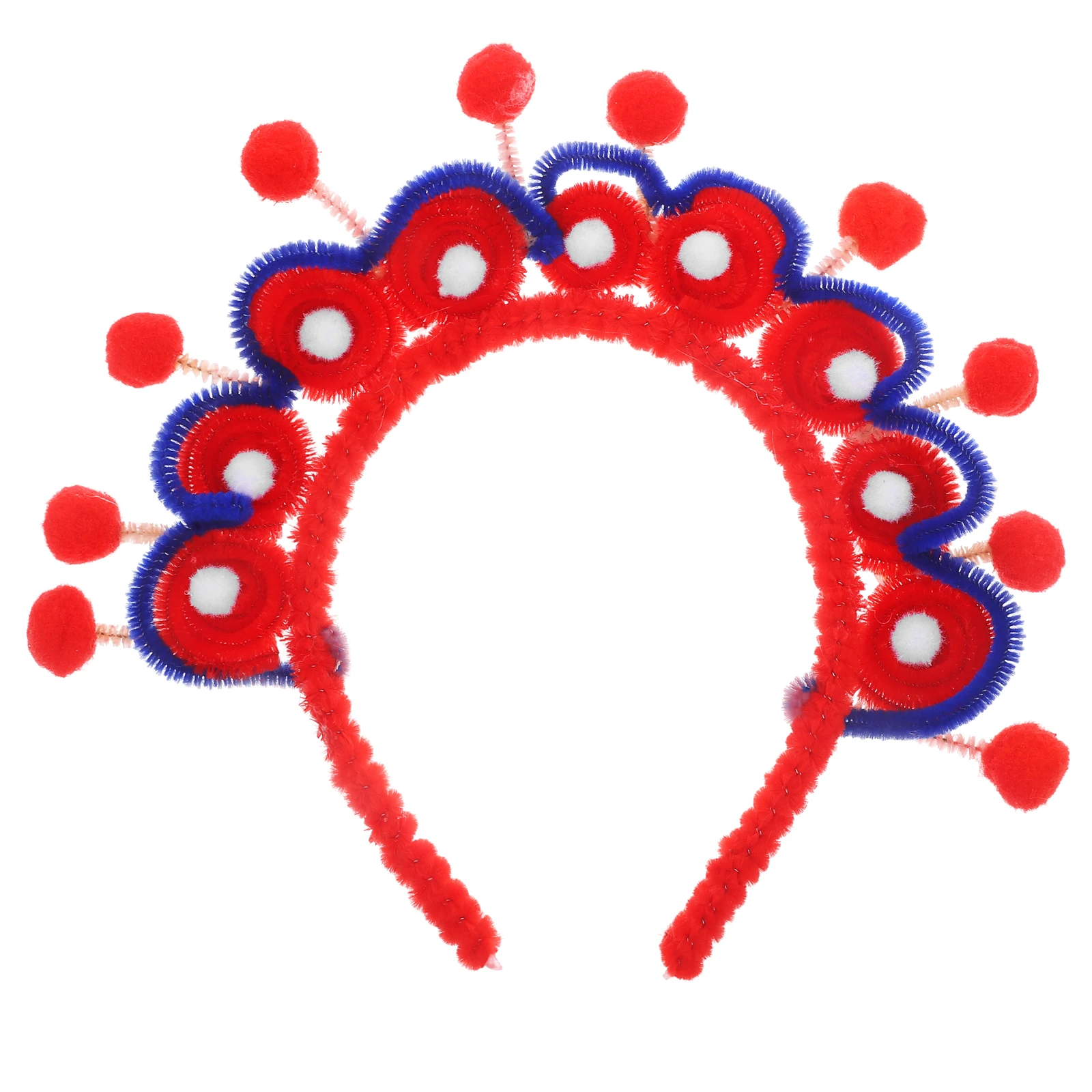 

2 Sets DIY Headband Material Package Women Girls Traditional Chinese Style Craft Supplies Red Pom Practical Hair Accessories