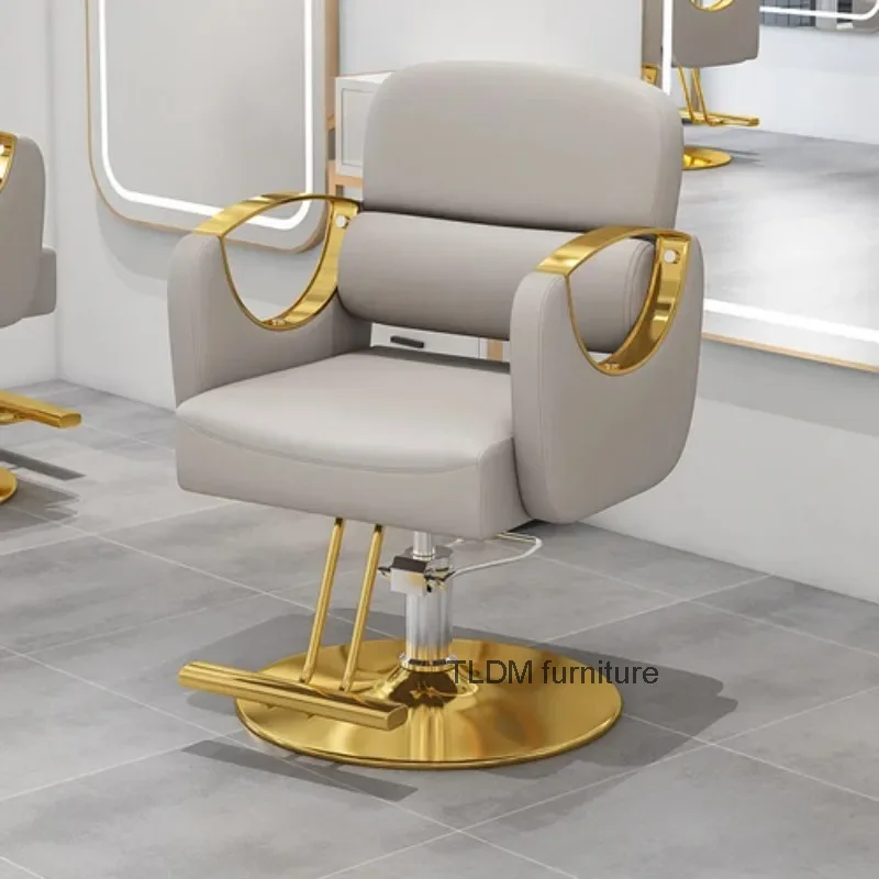 

Luxury Fashionable Barber Chair Classic Gold Minimalist Armrest Chair Professional Cushion Comfortable Cadeira Salon Furniture