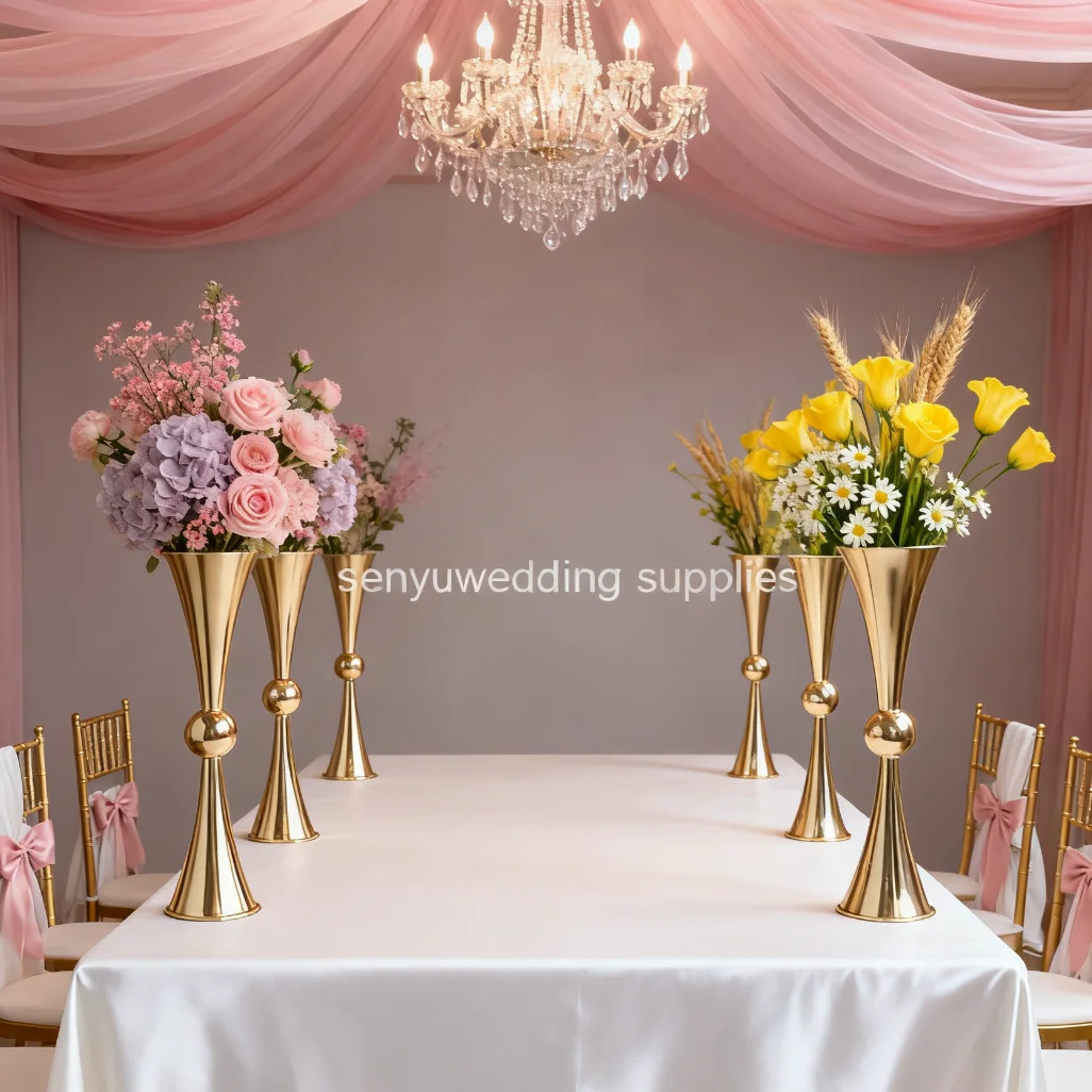 

5pcs only） 60-100cm Table Decorations Gold Flower Stand Wedding Centerpieces for Wedding Decoration