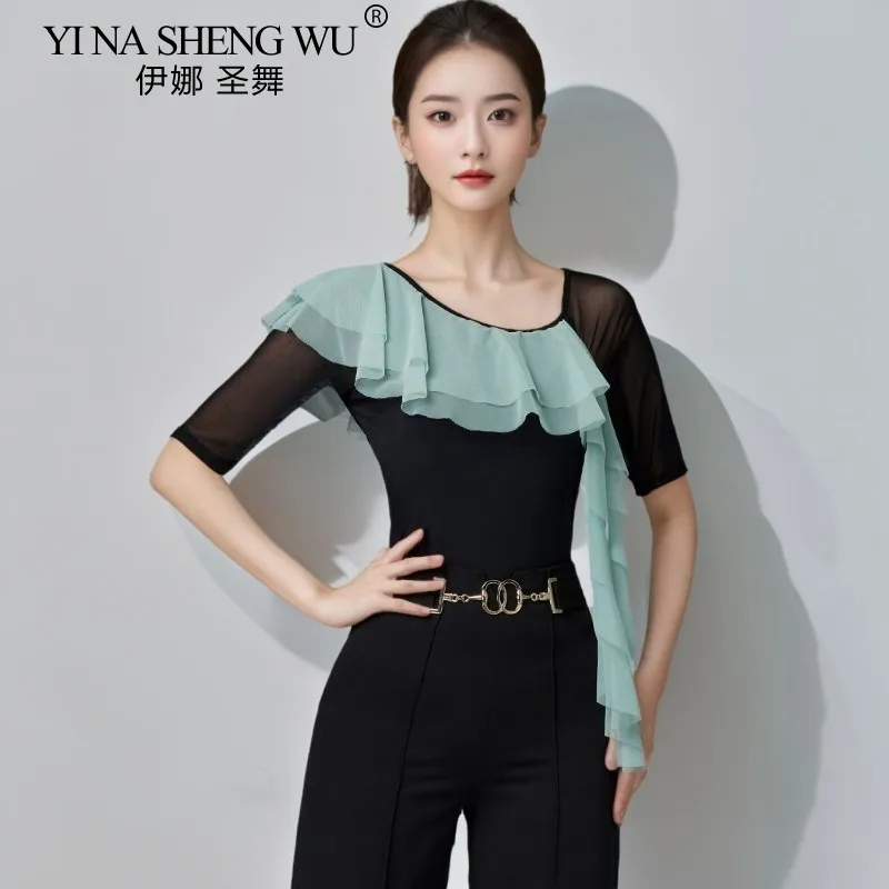 Sexy Latin Dance Top Vrouwen Moderne Dansen Wals Prestaties Bodysuit Ballroom Dans Nationale Standaard Dans Praktijk Top