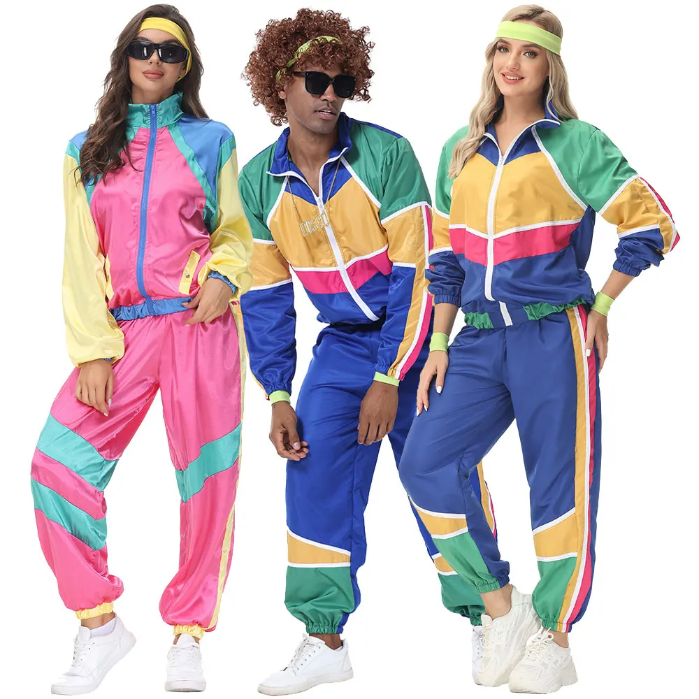 

Adult Couples Hippie Costumes for Women Male 70s 80s Rock Disco Cosplay Outfits Carnival Halloween Party Fantasia Dress Up
