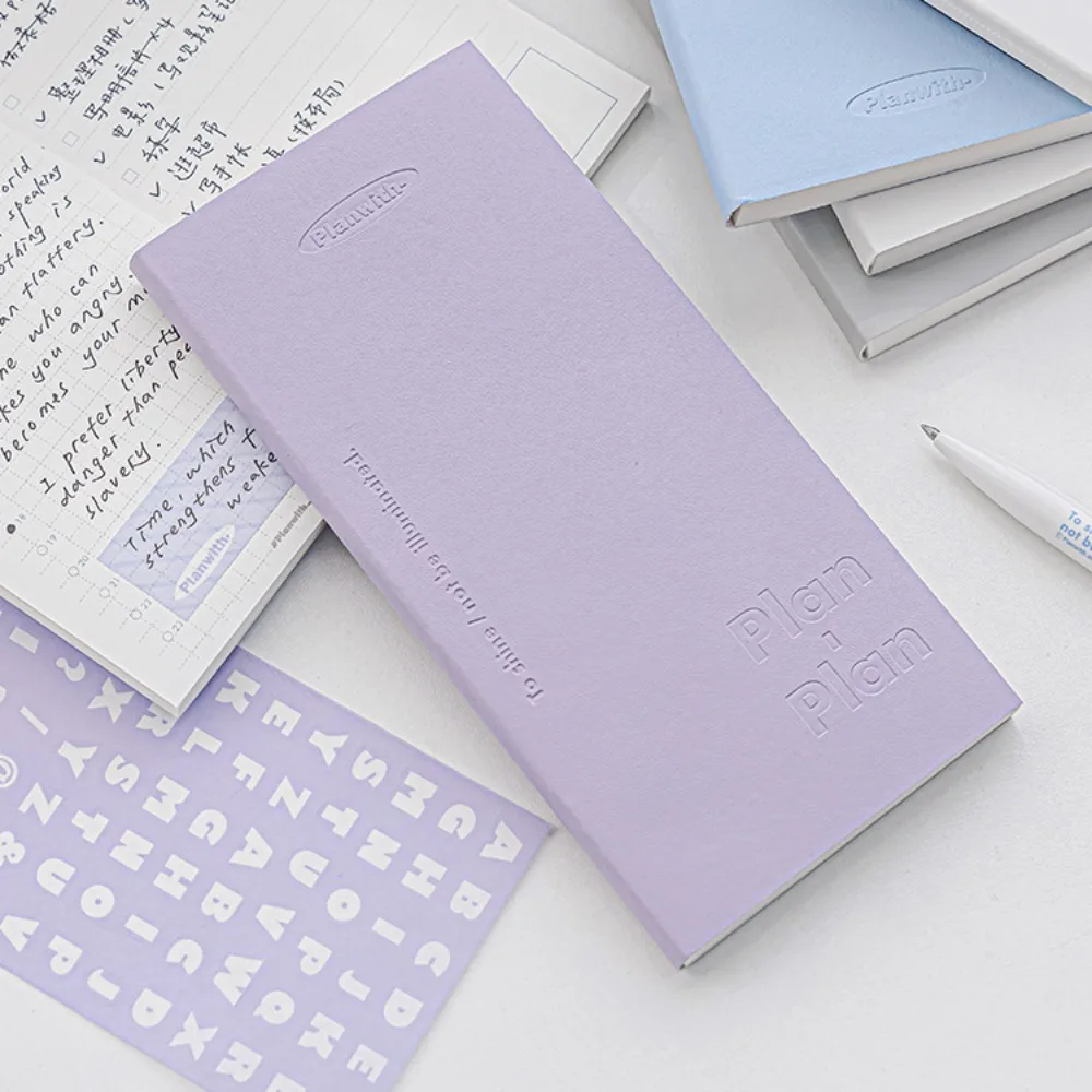 Stationery Minimalist Strip Shape Notebook Colorful Grid Kawaii Daily Planner Notebook Kawaii Horizontal