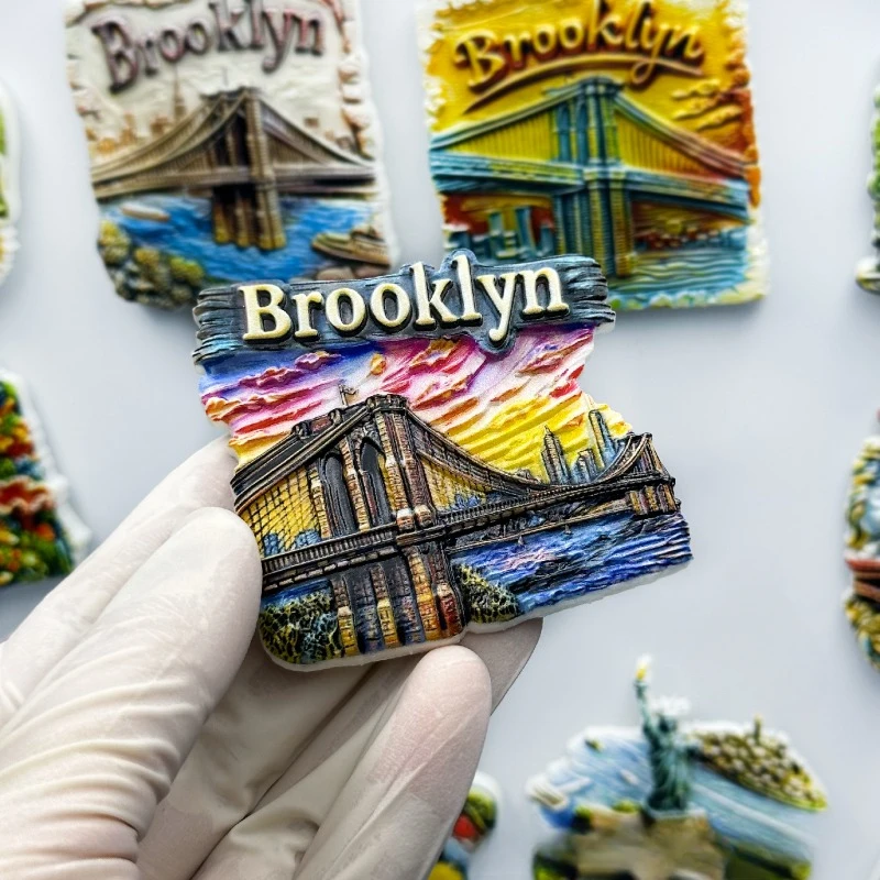 Brooklyn Bridge Fridge Magnet - 3D NYC Architecture Souvenir Iconic Suspension Design Unique Collector's Gift