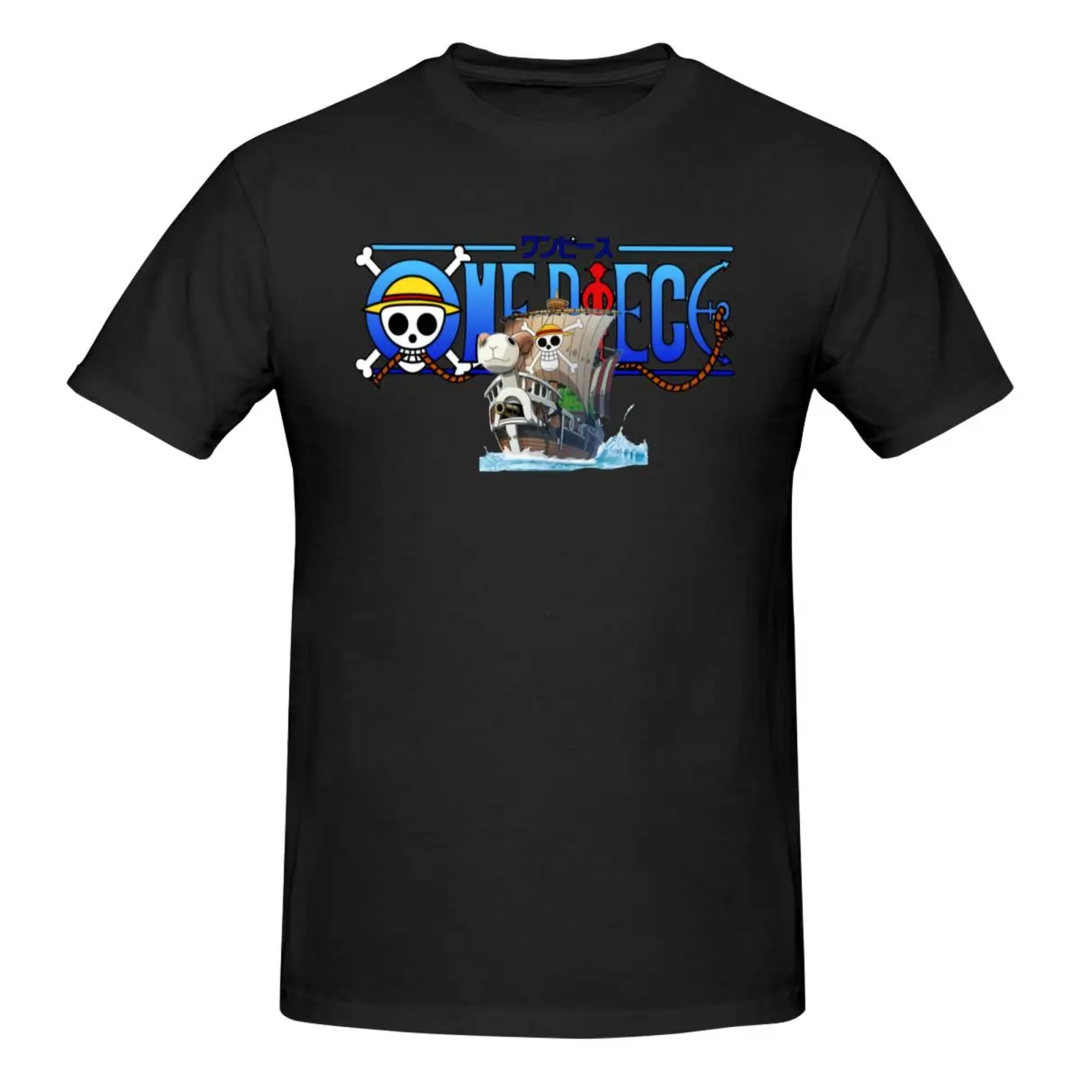 

Men Going Merry One Piece Logo T Shirt Vintage Big Size Cotton Crewneck Custom Short Sleeve T-shirt