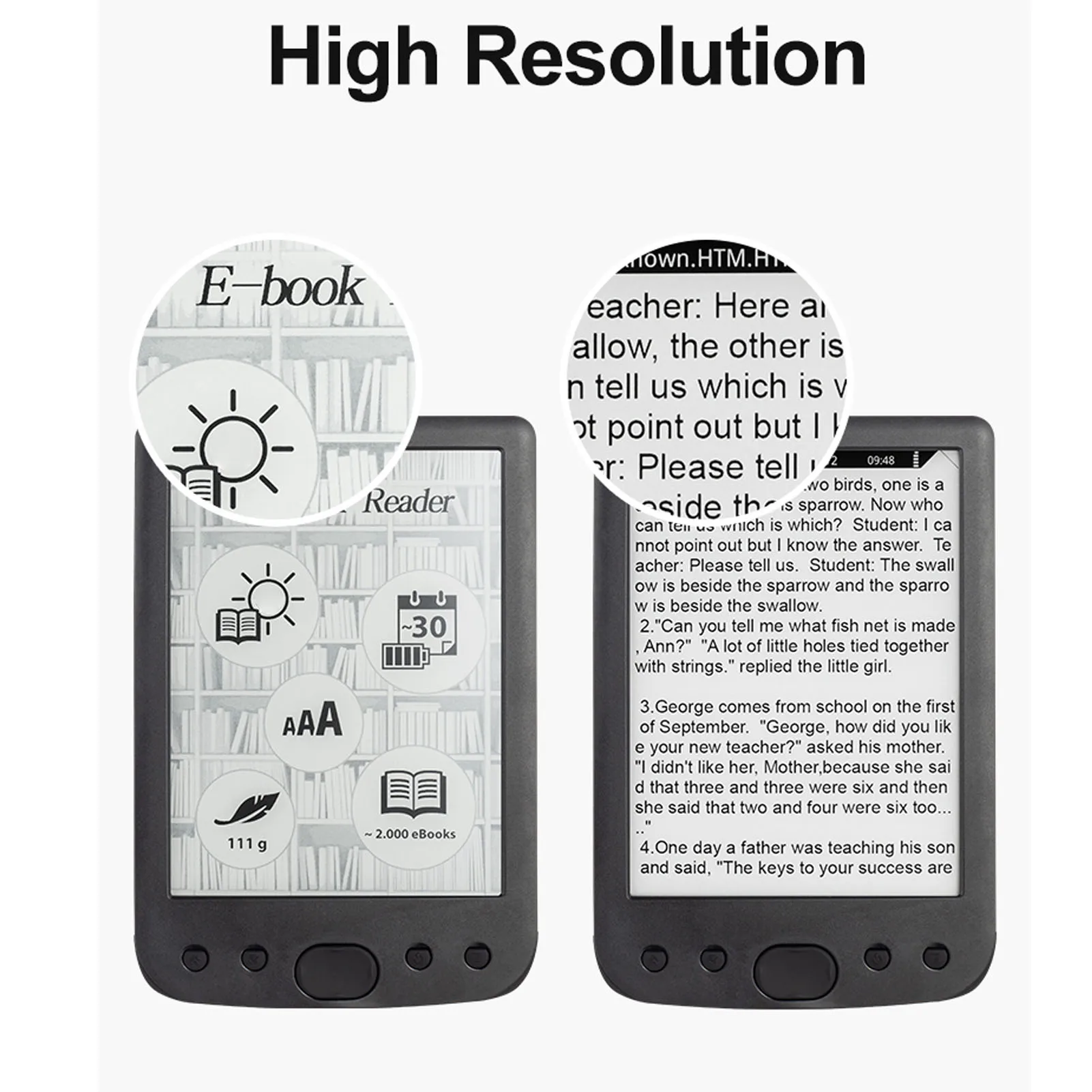 Fotografia 5: E Reader Eye Friendly 6 Polegadas 800x600 E Book Reader com Estojo Protetor 2500mAh Bateria Suporte Até 32G E Reader