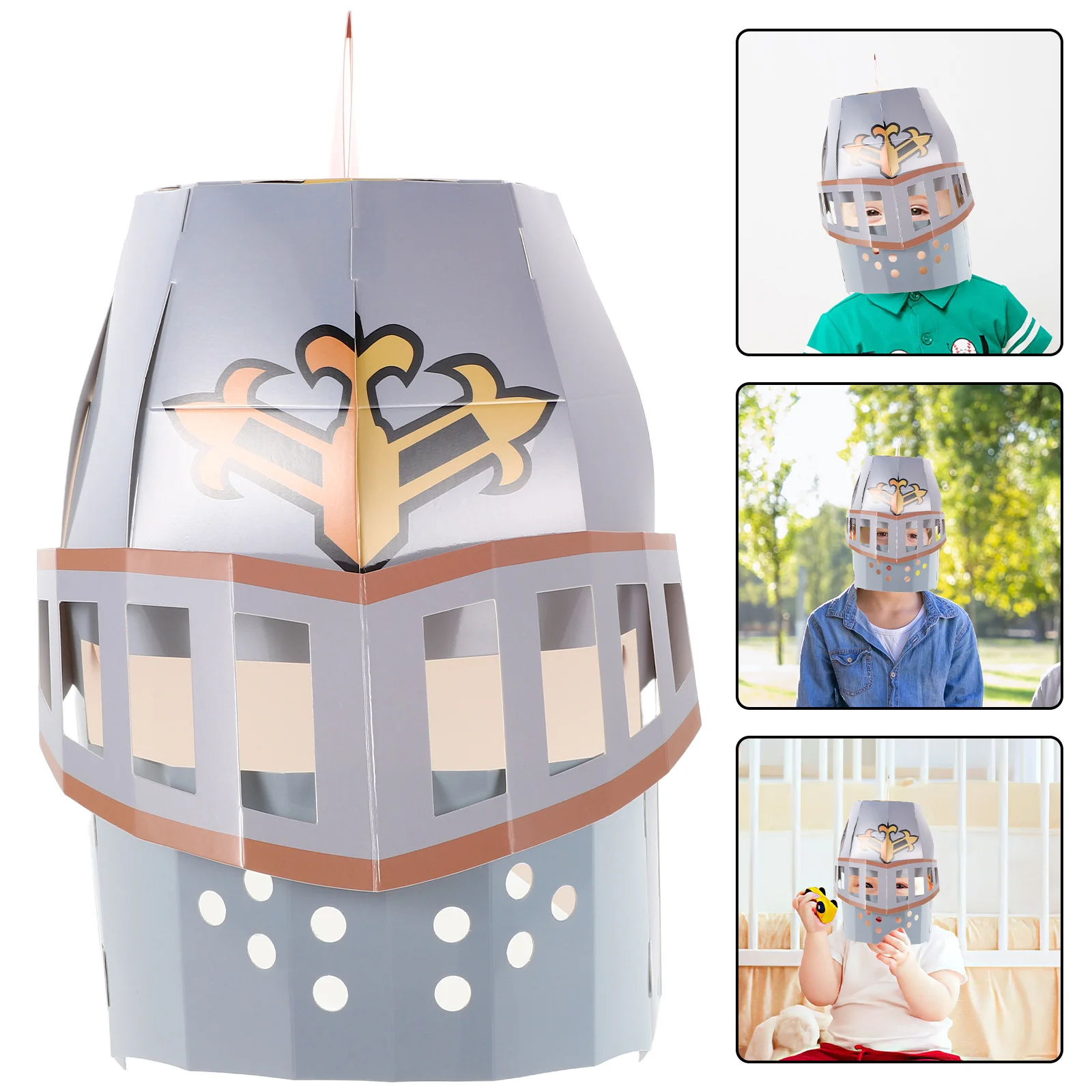 1 stks Papier Ridder Voor Kinderen Diy Craft Masker Middeleeuwse Partij Maskerade Kostuum Accessoire Ademend Veilig Ontwerp