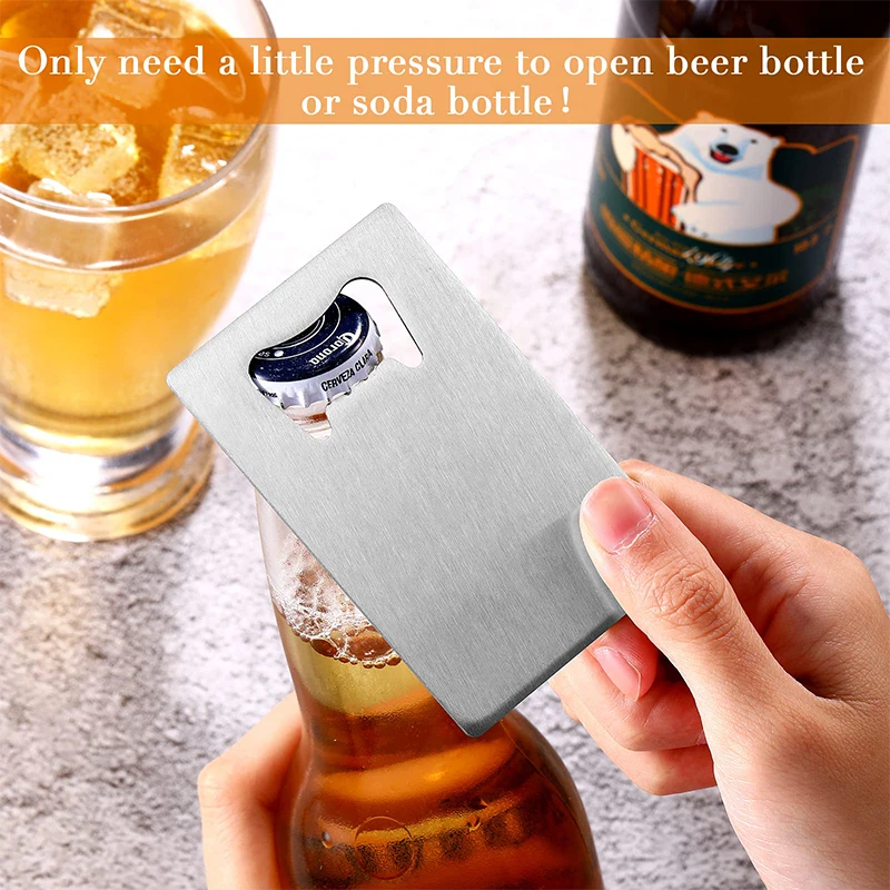 10Pcs Card Shape Beer Bottle Opener,Stainless Steel Lever Pop Restaurant Gift